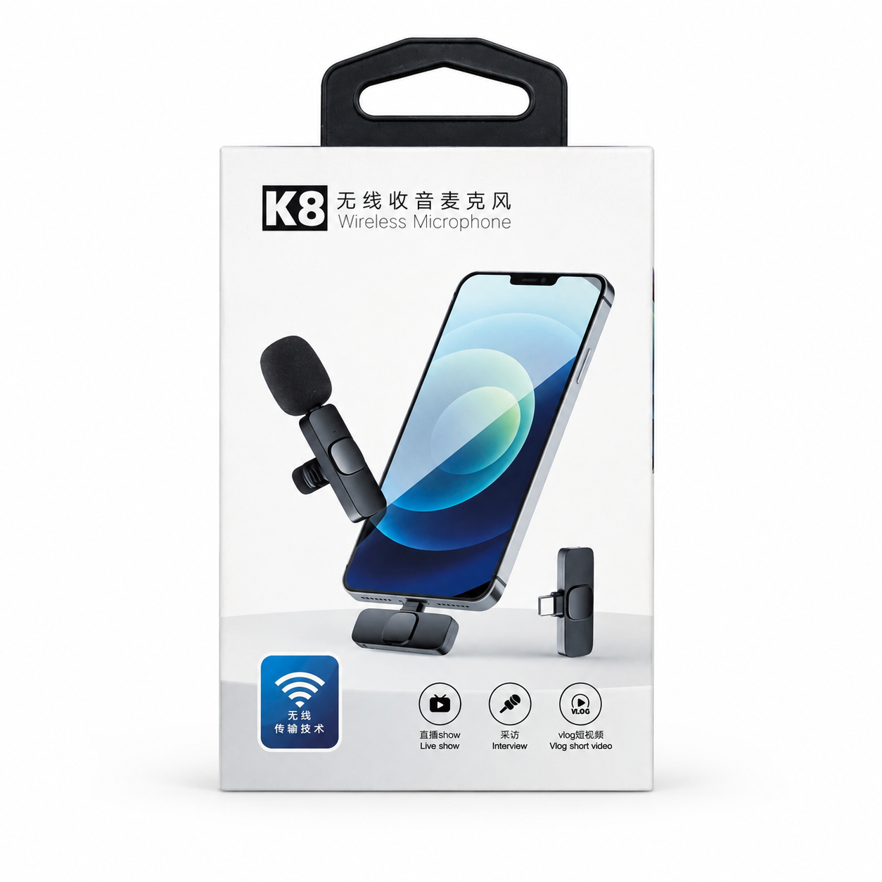 K8 Wireless Lavalier Microphone – Plug & Play Omnidirectional Clip-On Mic with Noise Cancellation - Image 2